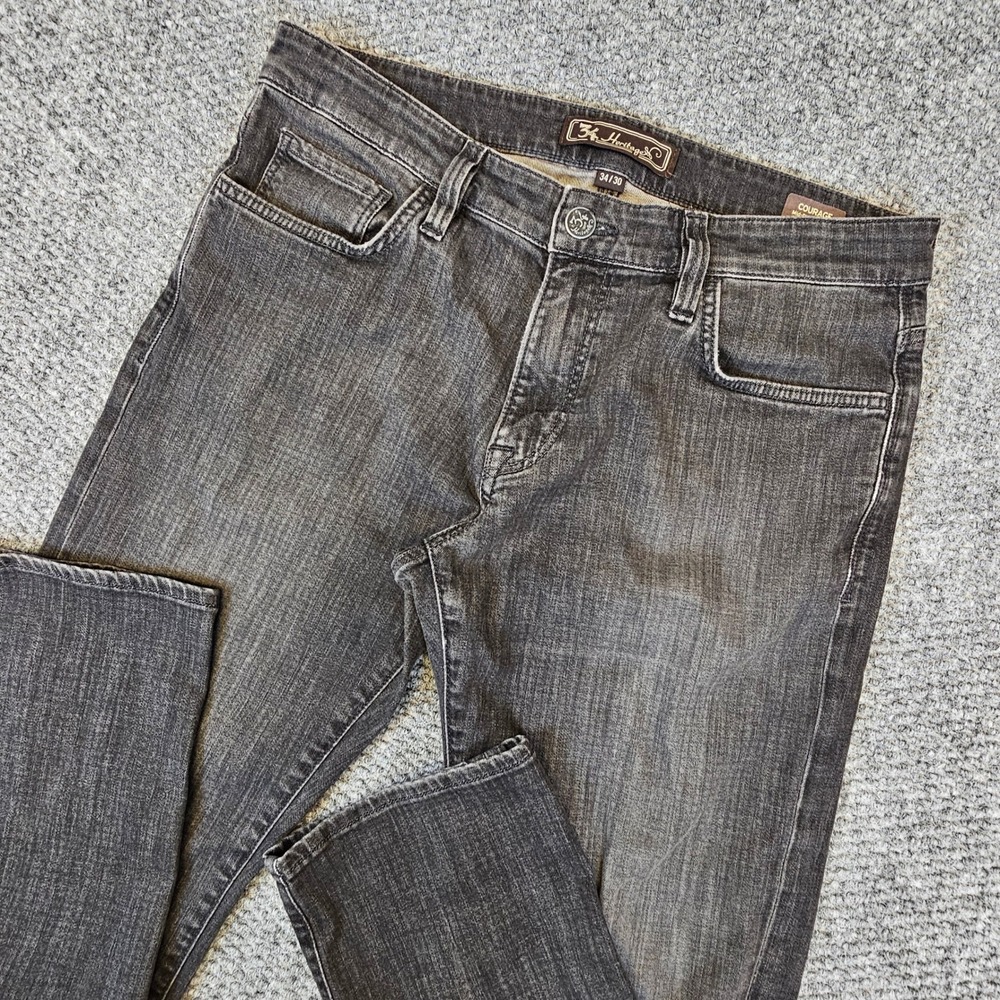 34 Heritage Courage Mens Jeans 34x30 Faded Black Mid-Rise Straight Leg Denim